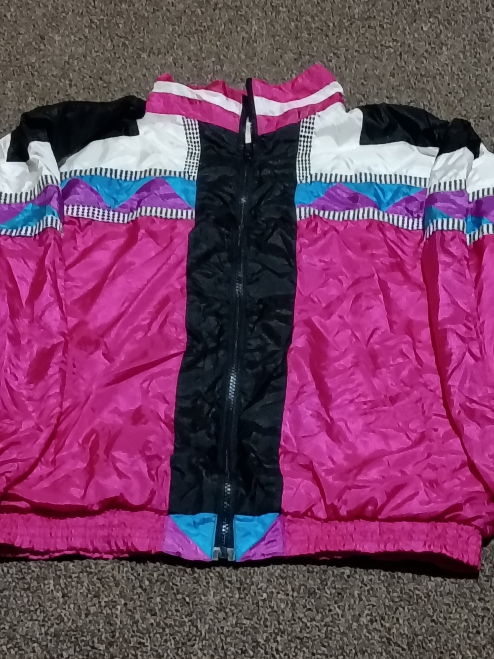 Women's Hot Pink Colorblock Ski Jacket with Black Center Panel